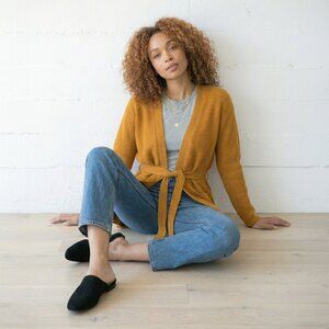 Organic Ribbed Wrap Cardigan